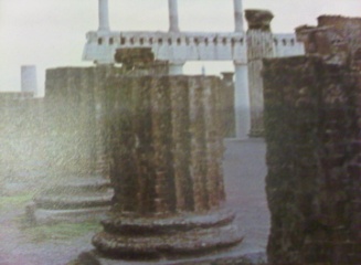 1000AD Columns of fluted brickwork at Pompeii